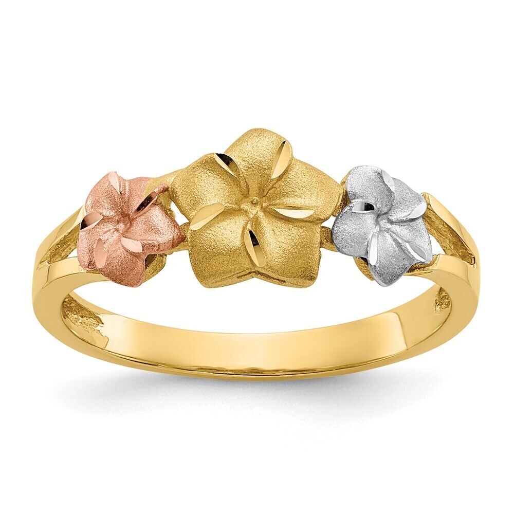Kazi Luxury 14k Tri-color Plumeria Ring